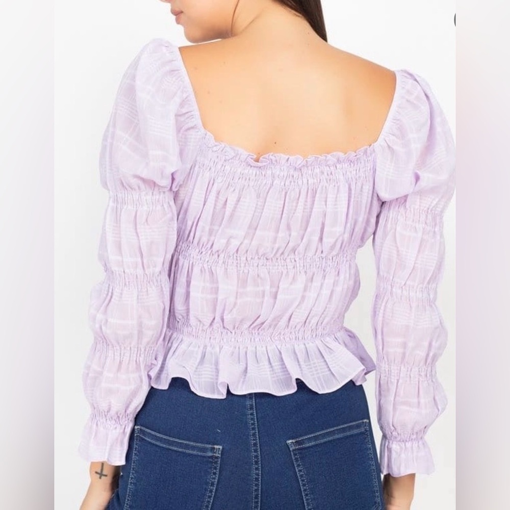 Lavender Smocked Women's Top - Picture 2 of 6